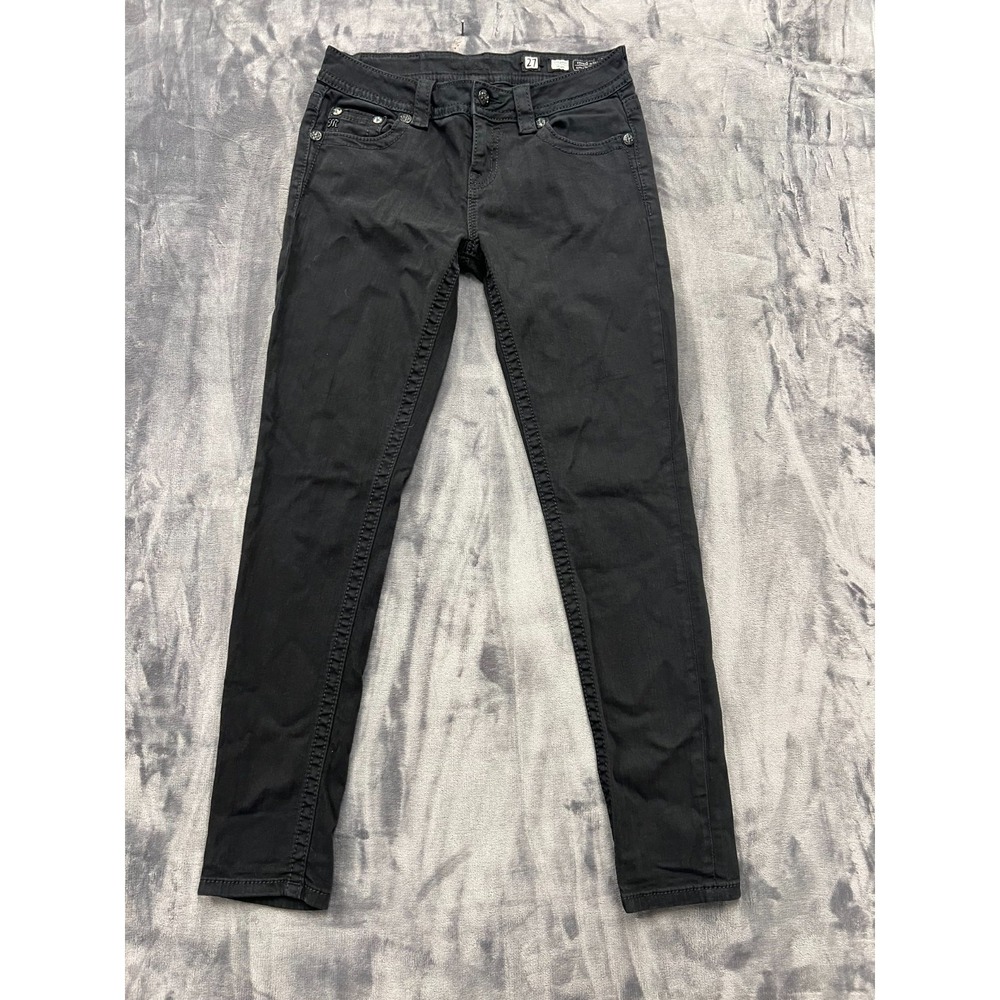 Vintage Miss Me Jeans Womens 27 Black Denim Cotton Retro Standard Fit Skinny Leg